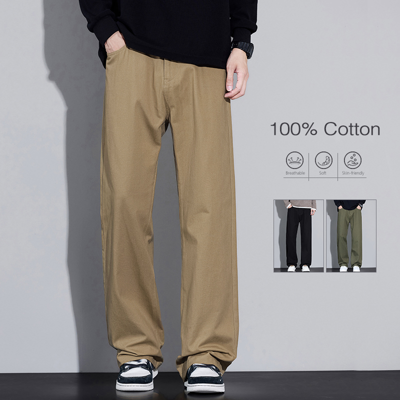 Street Fashion Korea - 100% Cotton Men's Baggy Wide-leg Pants