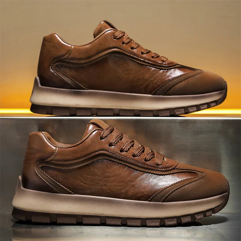 Street Fashion Korean - Luxury Men's Sneakers All Seasons Leather