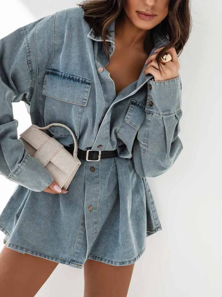 Women Denim Oversized Shirt Ja - Street Fashion Taiwan 评论和价格