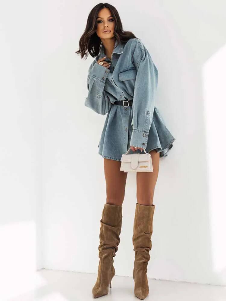 Women Denim Oversized Shirt Ja - Street Fashion Taiwan 评论和价格
