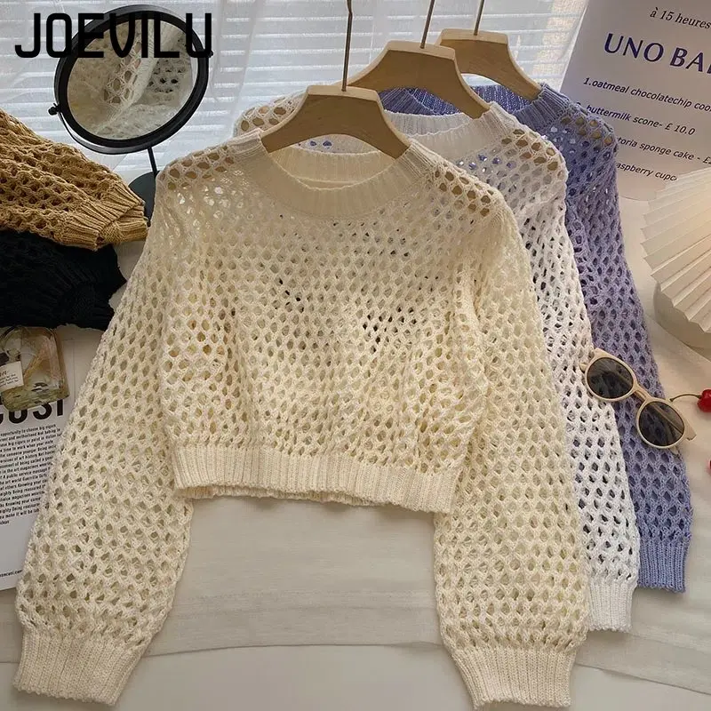 Hollow Out Knit Crop Top Women - Street Fashion Korea 评论和价格