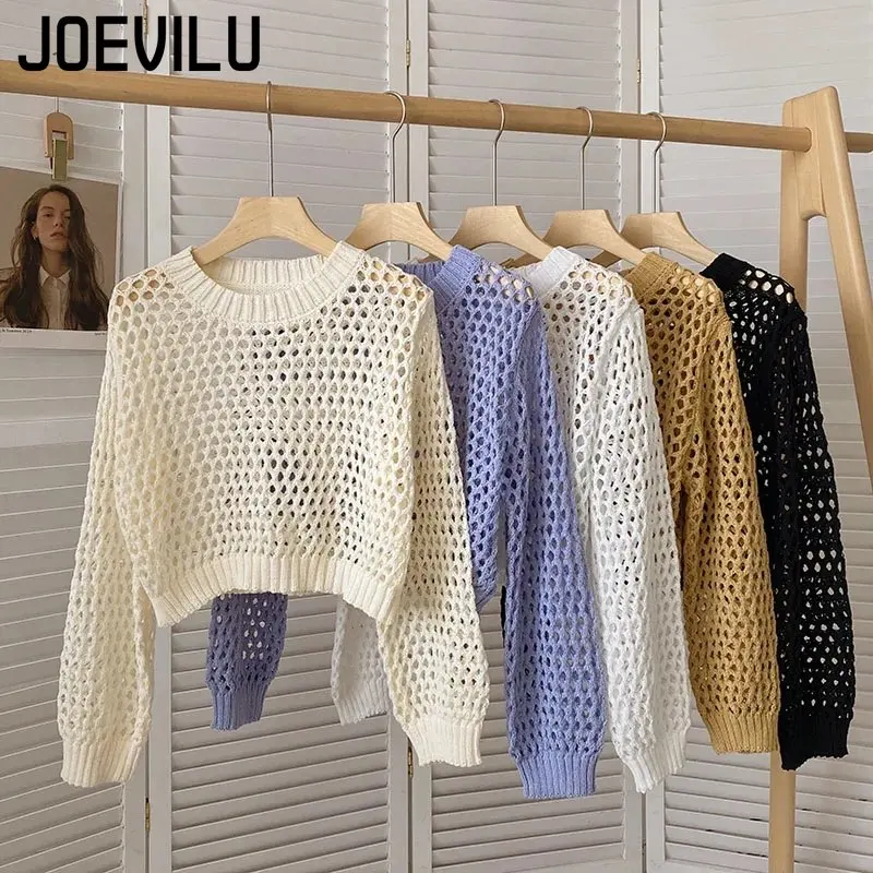 Hollow Out Knit Crop Top Women - Street Fashion Korea 评论和价格