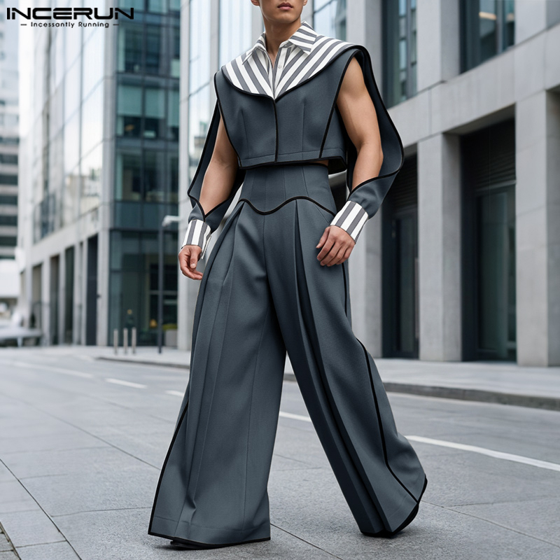 INCERUN Men Sets Patchwork Col - Street Fashion Jacket 评论和价格