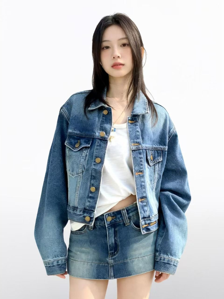 Women American Vintage 2 Piece - Street Fashion Jacket 评论和价格
