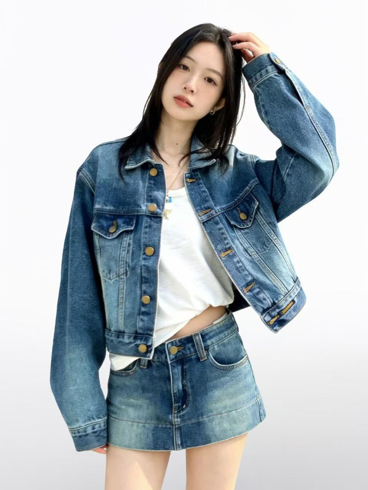 Women American Vintage 2 Piece - Street Fashion Jacket 评论和价格