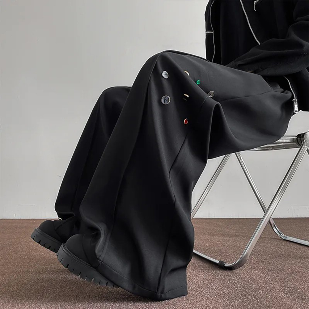 Mens Trousers Button Decoratio - Street Fashion Youth 评论和价格