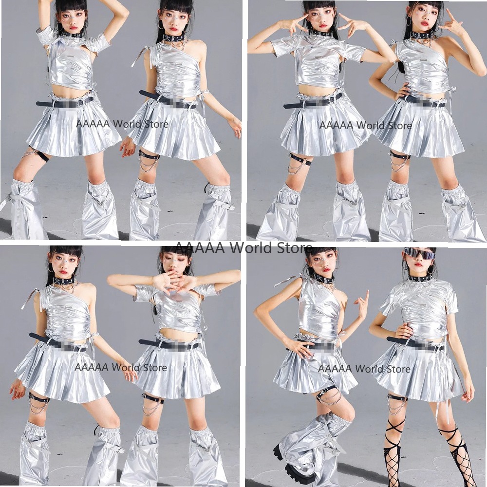 Cosplay Silver Crop Top Pleate - Street Fashion Europe 评论和价格
