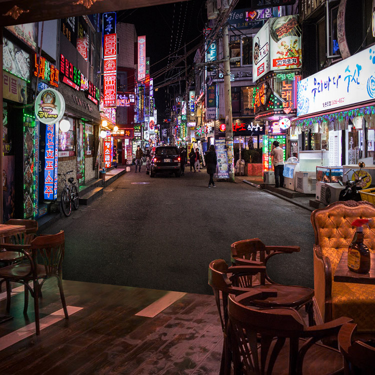 Custom 3D City street scene mu - Street Fashion Wallpaper 评论和价格