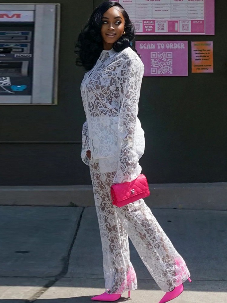 Perspective Lace Pants Set Sum - Street Fashion Youth 评论和价格